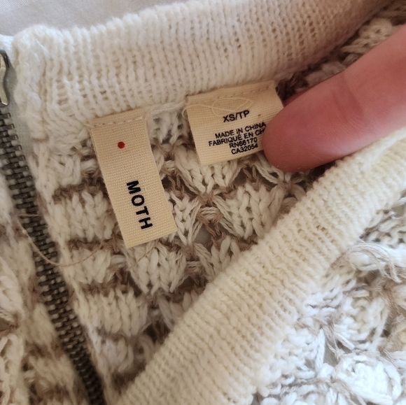 Anthropologie Moth Openwork Cream Ivory High-Low Sweater size XS - Picture 5 of 6